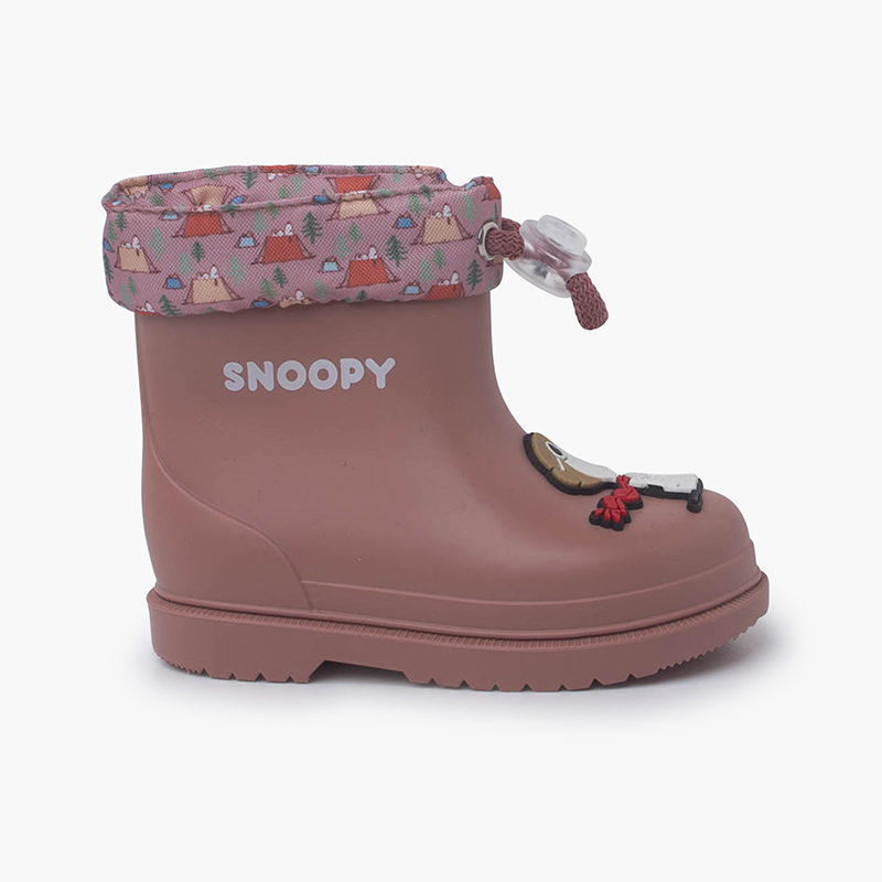 Snoopy-Regenstiefel mit verstellbarem Schaft Rosa