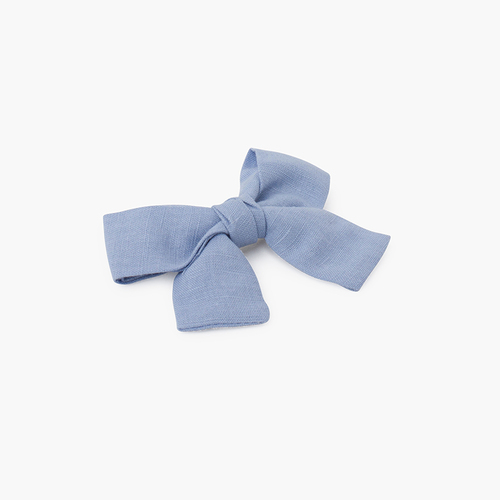 Haarspange mit Leinen-Schleife Französisch Blau