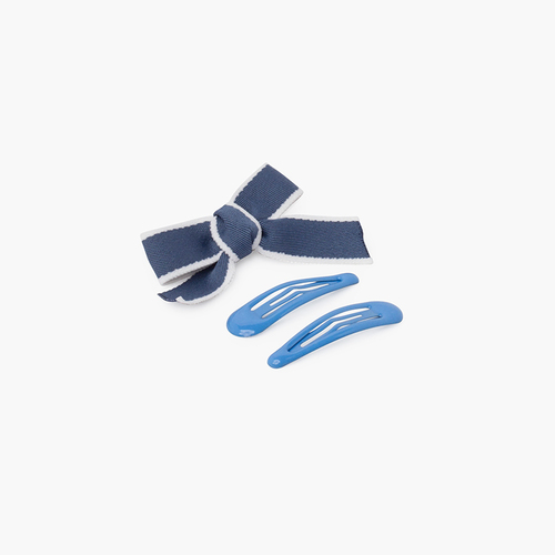 Set mit Haarclip mit Schleife und klassischen Haarklammern Französisch Blau