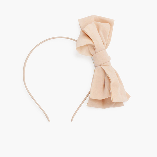 Dünnes Stirnband mit doppelt Schleife aus Gaze Beige