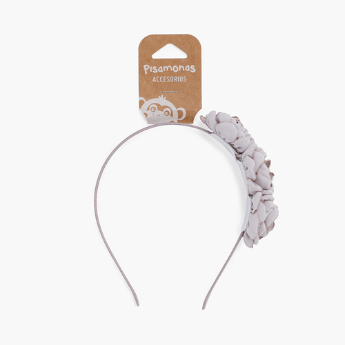 Stirnband mit Blumen und verbrannten Rändern Hellgrau