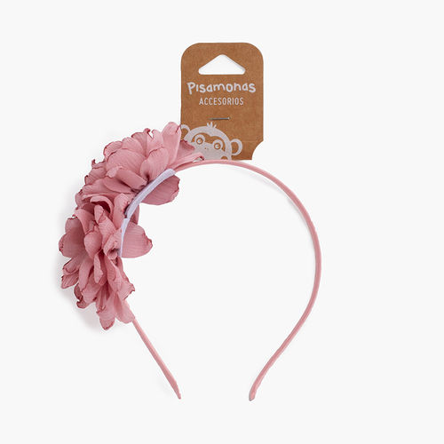 Dünnes Stirnband mit Blumen Französisches Rosa