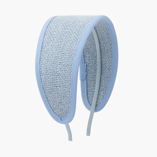 Breites Stirnband mit Rafia-Kappe Himmelblau