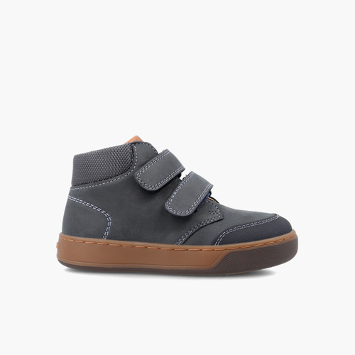Leder-Stiefelette mit Klettverschluss Marineblau