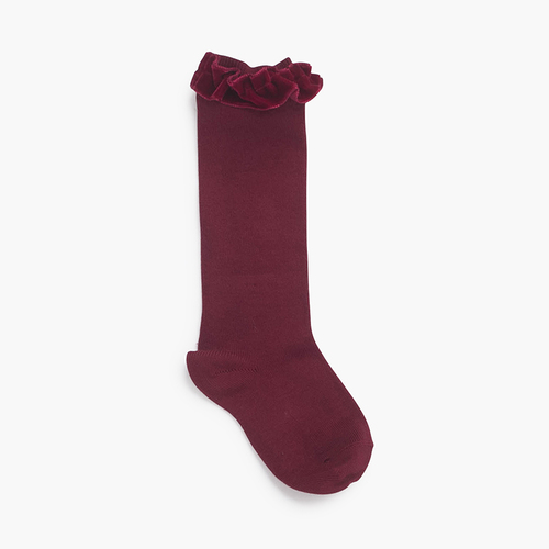 Socken mit gerafftem Samt Granat