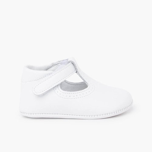 Babyschuh aus Leder mit Klettverschluss Weiß