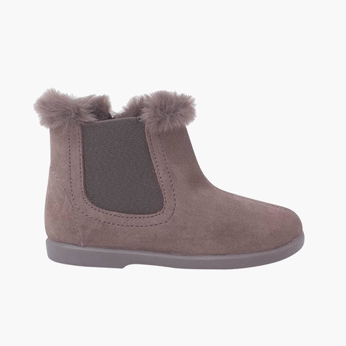 Chelsea-Stiefeletten für Mädchen mit Fellkragen Grau