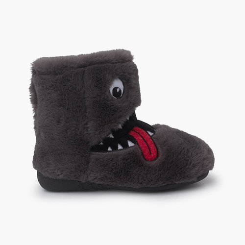Winter-Hausschuhe mit Monster-Design Grau