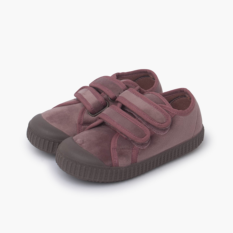 Samt-Sneakers mit doppeltem Klettverschluss Make-up