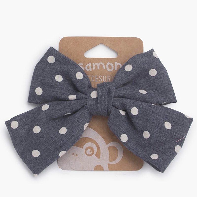 Haarspange mit Schleife und Punkten Marineblau