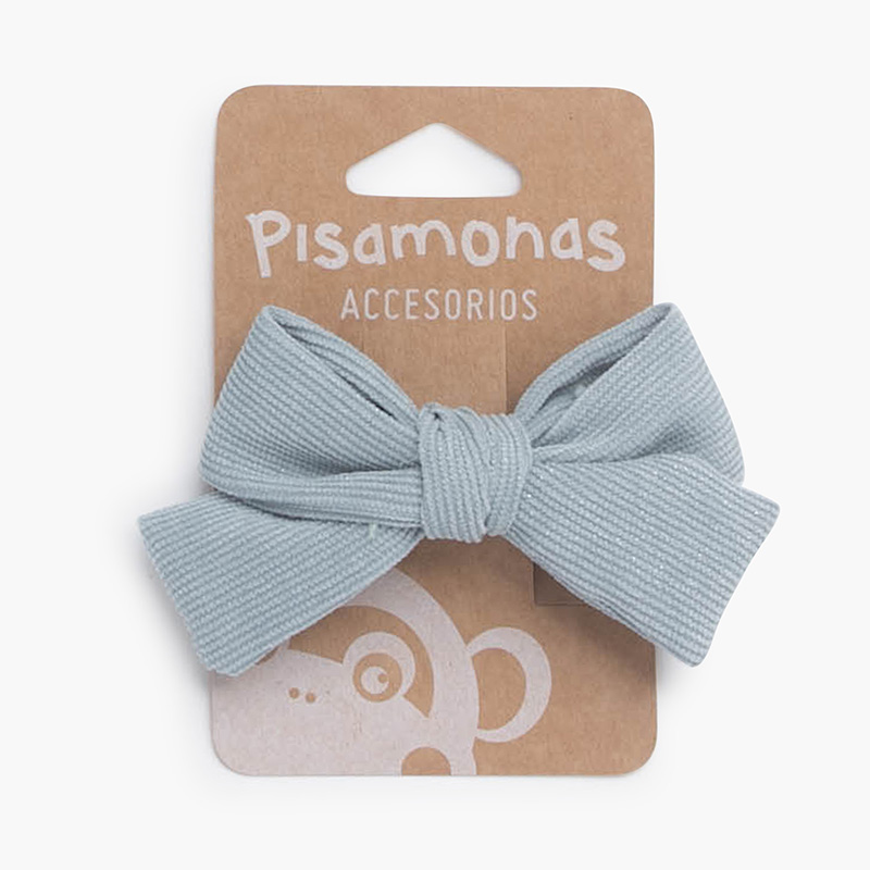 Haarspange mit Schleife aus Mikrocordstoff Französisch Blau