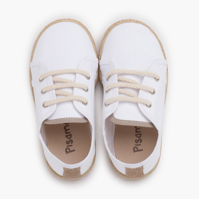 Leinenschuhe mit Schnürsenkeln im Espadrilles-Stil Schneweiß