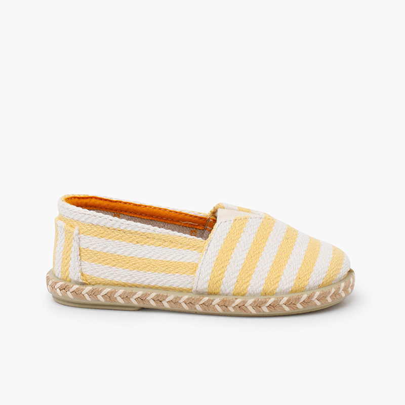 Espadrilles im Camping-Stil mit breiten Streifen und elastischem Riemen Gelb