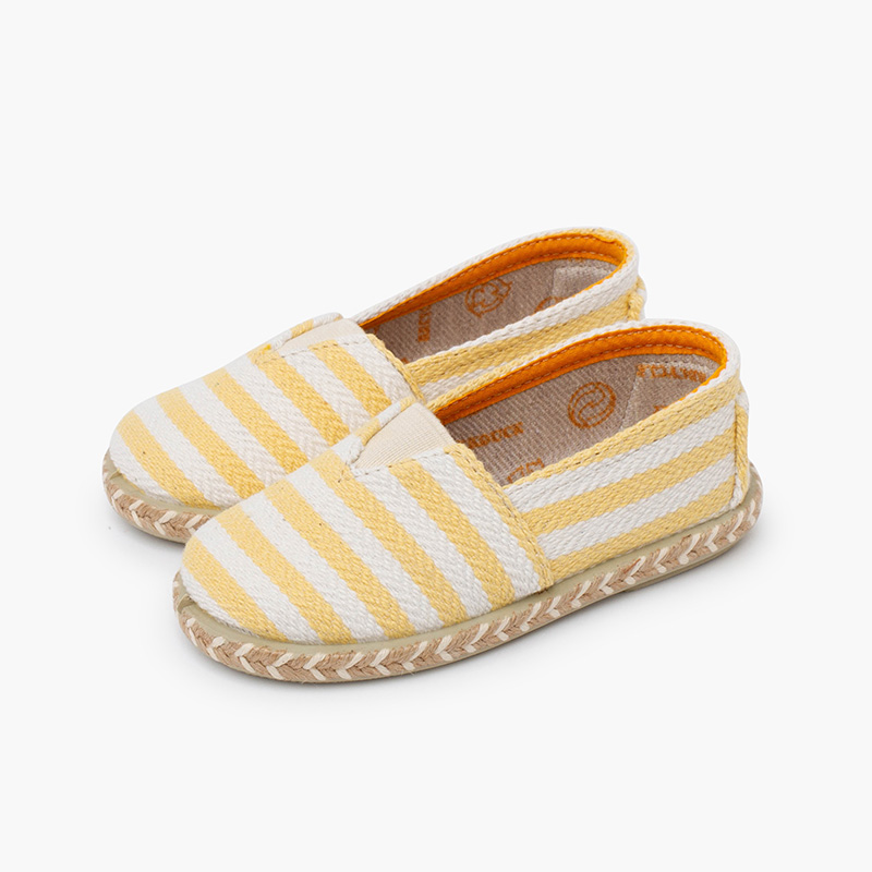 Espadrilles im Camping-Stil mit breiten Streifen und elastischem Riemen Gelb