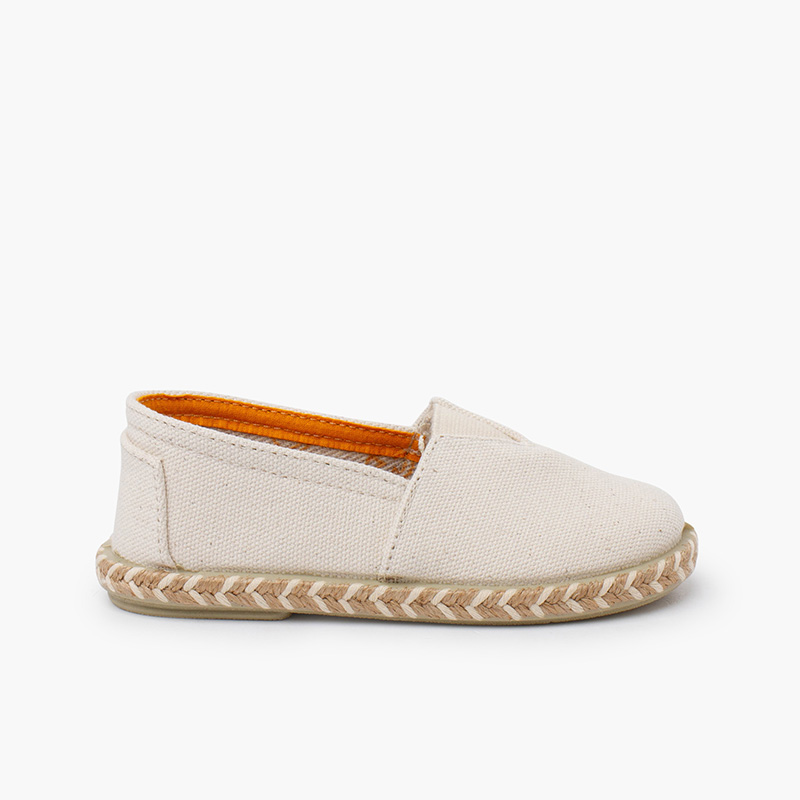 Espadrilles mit mittigem Elastikband und zweifarbiger Jutesohle Roh