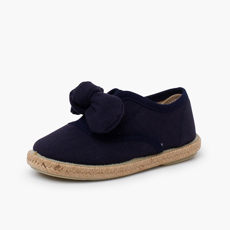 Sneakers mit Schleife und Jutesohle Marineblau