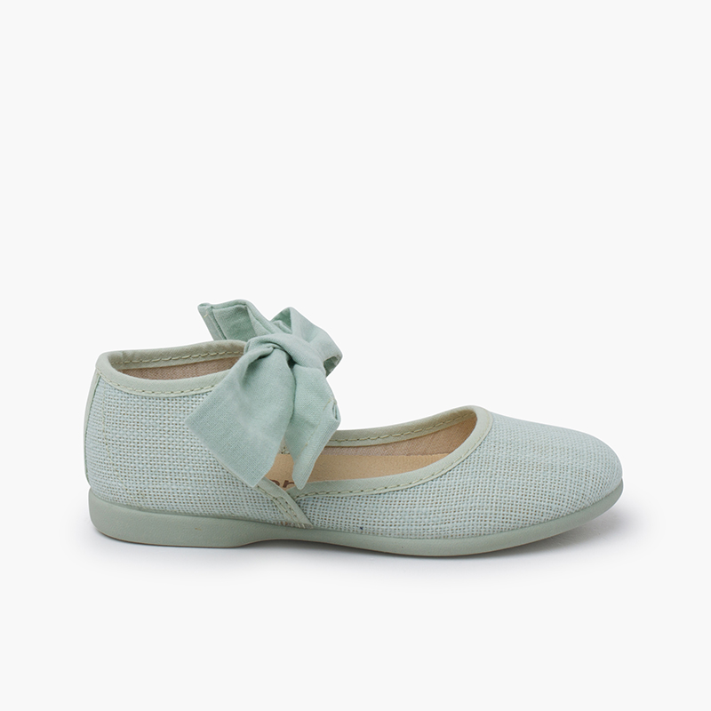 Ausgeschnittene Mary Janes mit Schleife am Knöchel Aquamarin