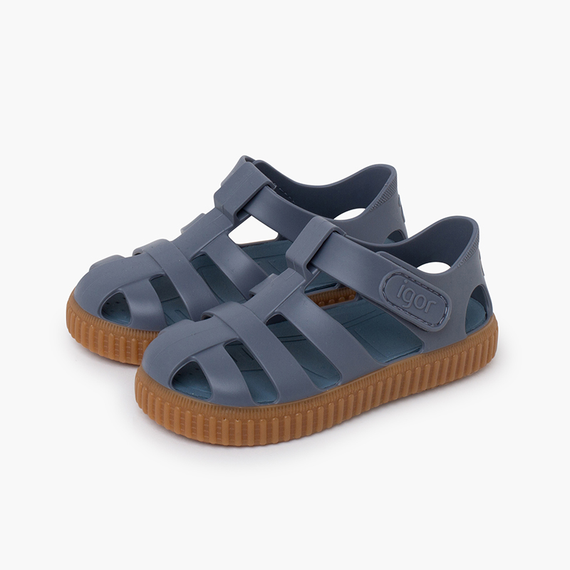 Strandsandalen im Sneaker-Stil mit Karamellsohle Blau