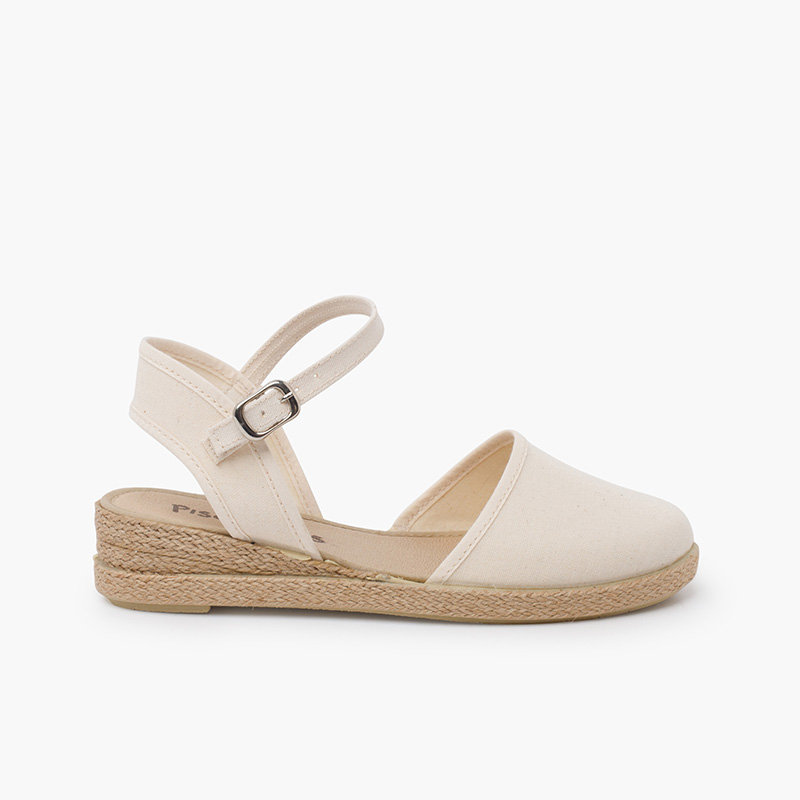 Espadrilles mit Keilabsatz Riemenverschluss und Schnalle Roh