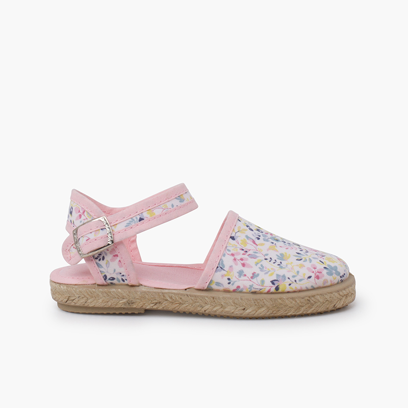 Espadrilles mit Blumenmuster und Schnalle Rosa