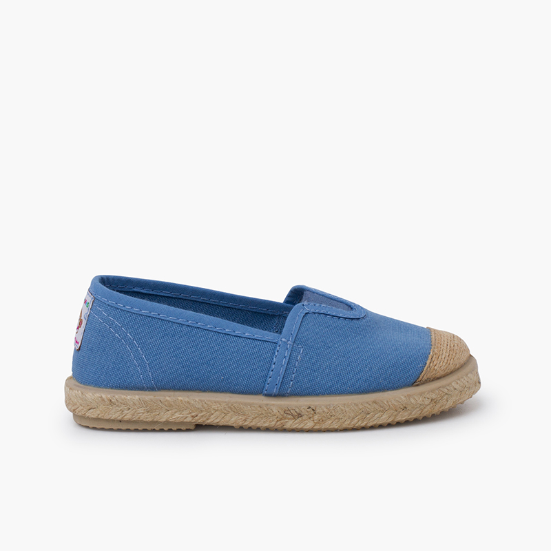 Espadrilles mit zentralem Elastikband und Jutefront Französisch Blau