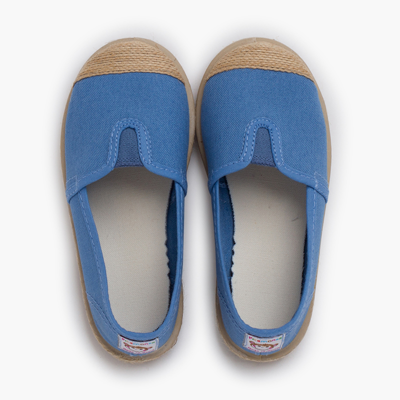 Espadrilles mit zentralem Elastikband und Jutefront Französisch Blau