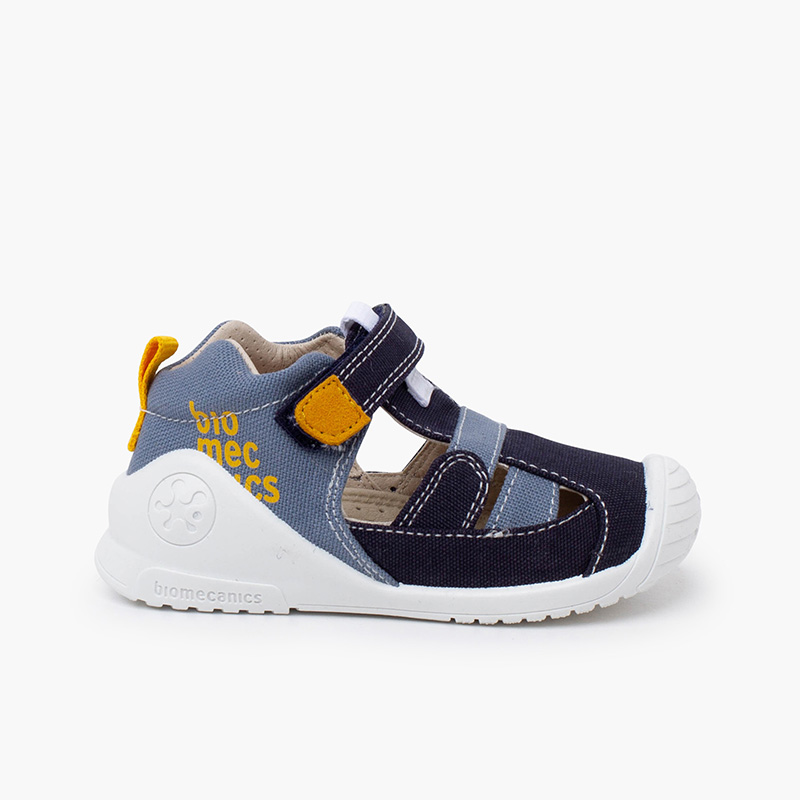 Sportliche Leinwand-Sandalen Jeansblau