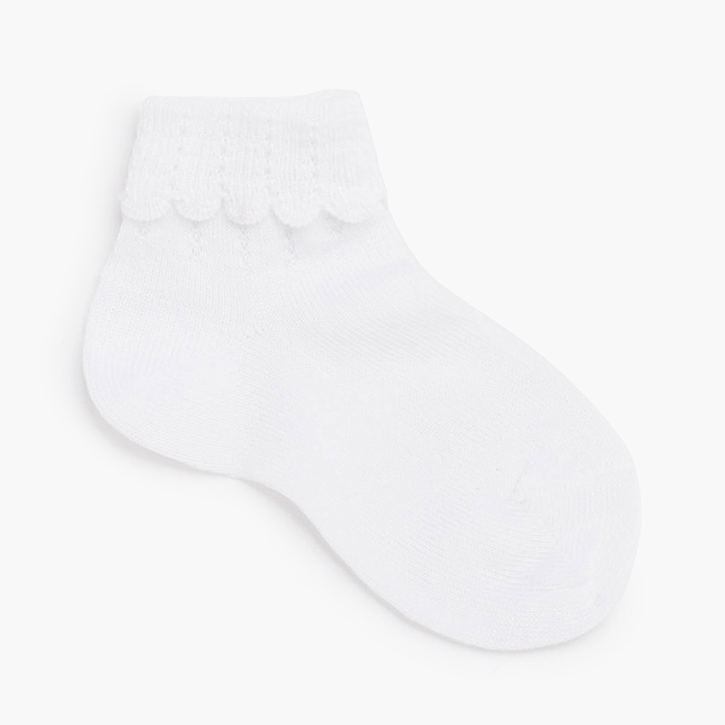 Knöchelsocken mit umgeschlagenem Bund Weiß