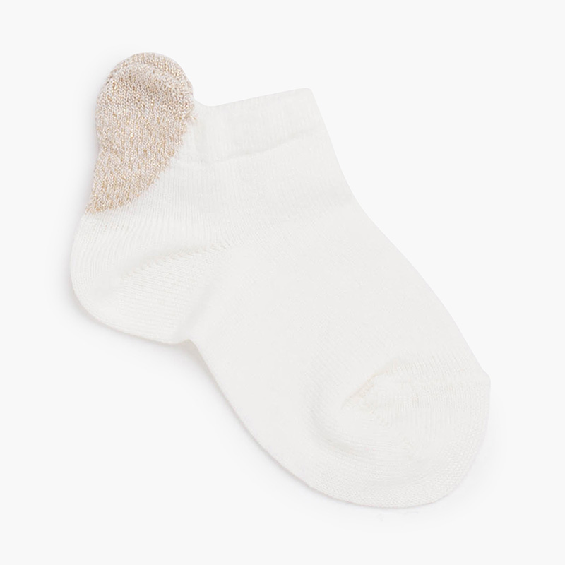Unsichtbare Wintersocken mit Lurex-Herz Sahne