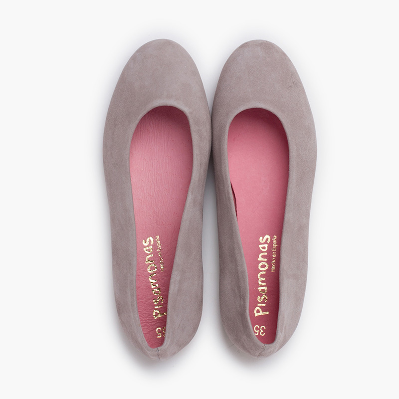 Wildleder-Ballerinas mit eleganter Sohle Perlengrau