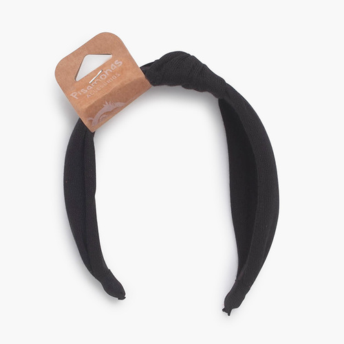 Breites Stirnband aus Wolle mit Knoten Schwarz