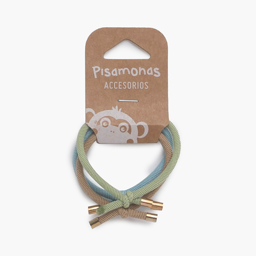 Einfache Haargummis Blau/Beige/Grün