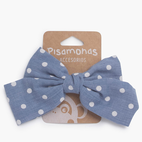Haarspange mit Schleife und Punkten Französisch Blau