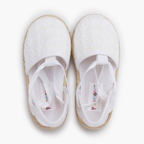 Espadrilles mit geflochtenem Effekt und Bändern Weiß