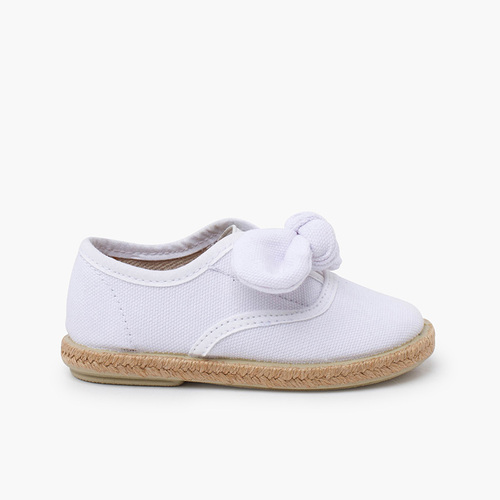 Sneakers mit Schleife und Jutesohle Weiß