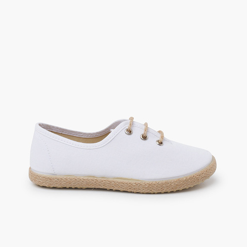 Blucher-Schuhe für festliche Anlässe mit Espadrillesohle Weiß