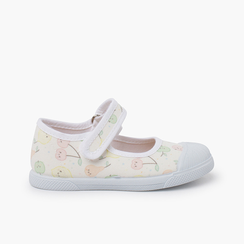 Mary Janes mit Muster Gummispitze und Klettverschluss Frutas