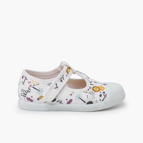 Schuhe mit Muster Gummispitze und Klettverschluss Tiere