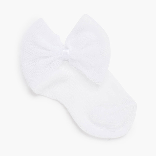 Knöchelsocken mit Tüllschleife Weiß