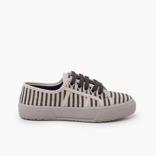 Sneakers mit Streifen und breiter Sohle Roh und Grau