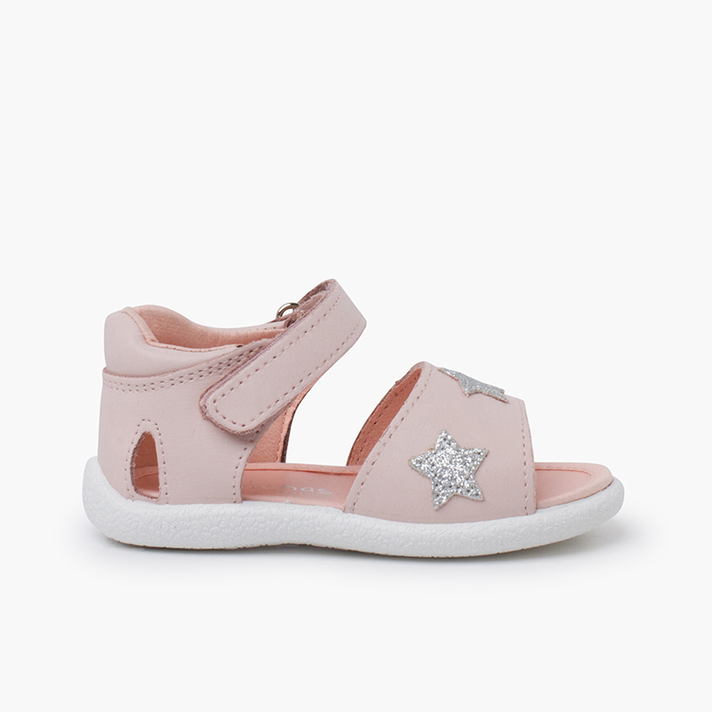 Erstsandalen mit Glitzersternen Rosa