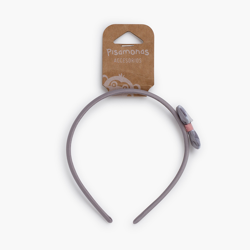 Haarband mit Schleife im Karomuster Grau