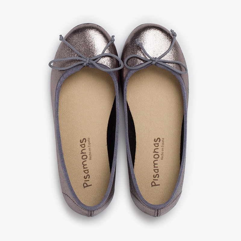 Glitzer-Ballerinas mit Schleife Graphit