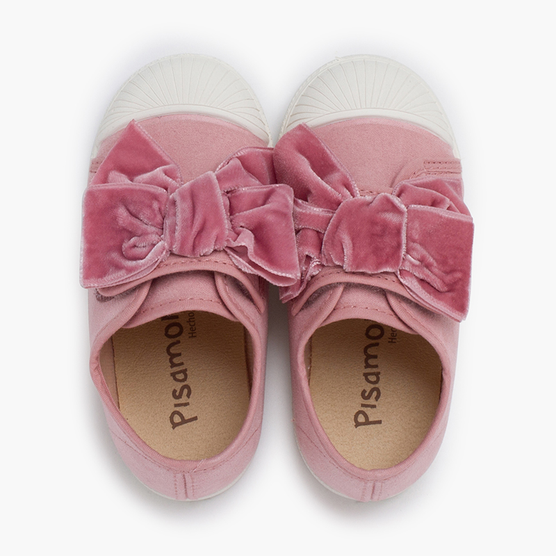 Samt-Sneakers mit Schleife Rosa