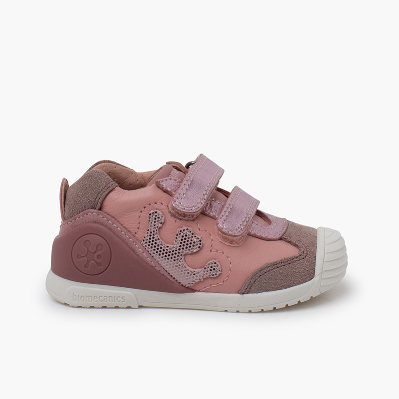 Sneakers mit doppeltem Klettverschluss und Krone Rosa