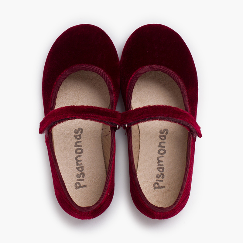 Mary Janes aus Samt für Mädchen mit dünnem Klettverschluss Bordeaux