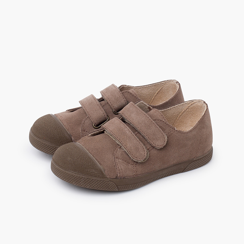 Wildleder-Sneakers für Jungen mit Gummispitze Mausgrau