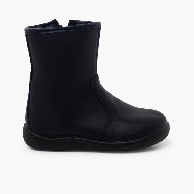 Einfache waschbare Lederstiefel für Kinder Marineblau