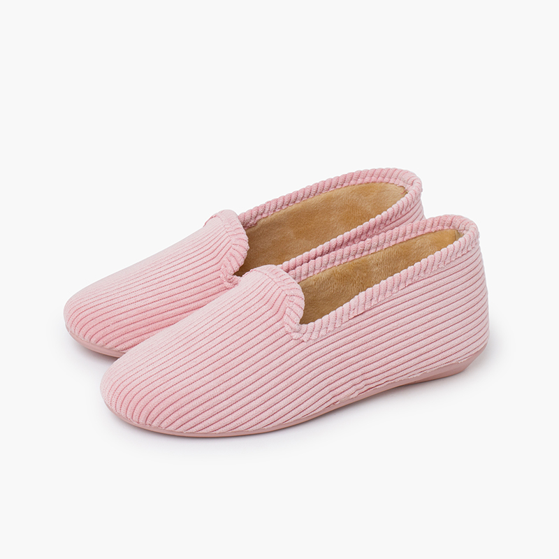 Hausschuhe im Kung-Fu-Stil aus Cordstoff Rosa