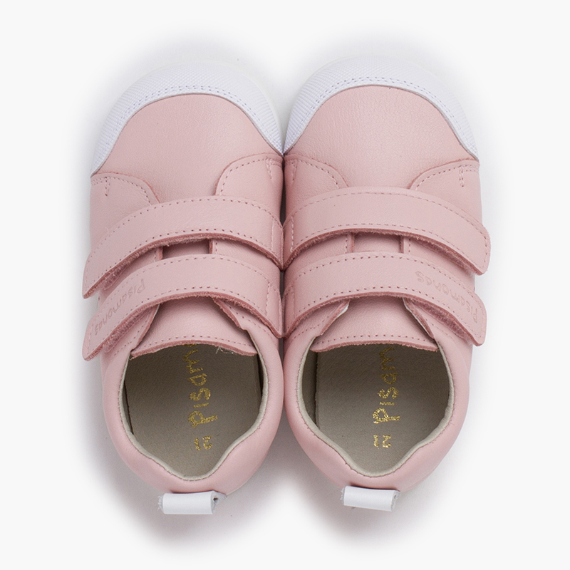Weiche Leder-Sneaker mit doppeltem Klettverschluss Rosa